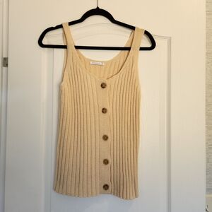 Staccato Beige Ribbed Tank Top Size L Euc